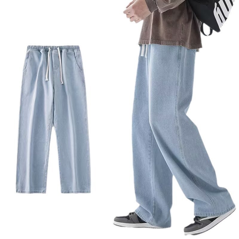 Vintage High Street Washed Old Pants Loose Wide Leg Solid Color Simple Casual All-Match Denim Pants Men'S Trendy Pants - Image 5